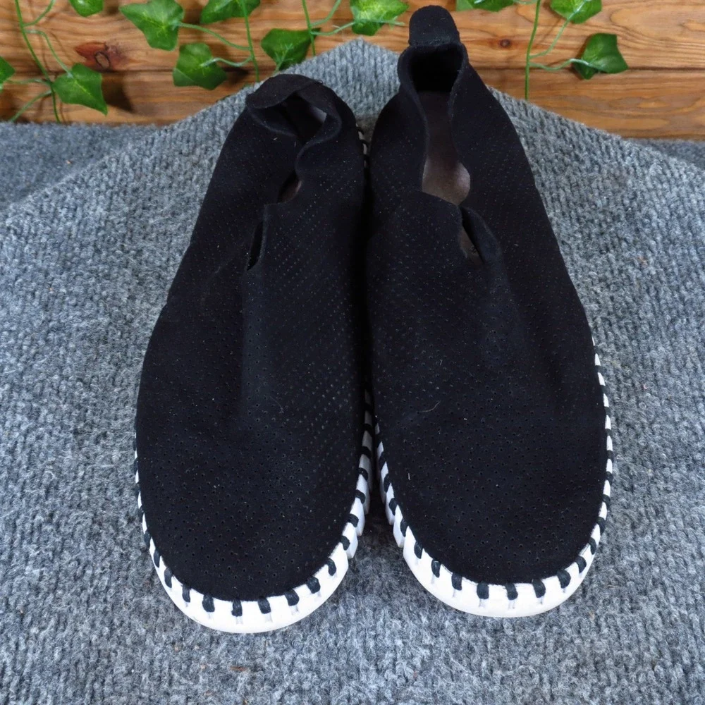 Ilse Jacobsen Tulip Women Slip On Flat Sz 38 Walking Black Perforated Microfiber